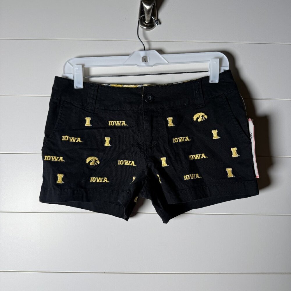 NWT Iowa Hawkeye Shorts Black Chino Embroidered Preppy College Classics Sz 5